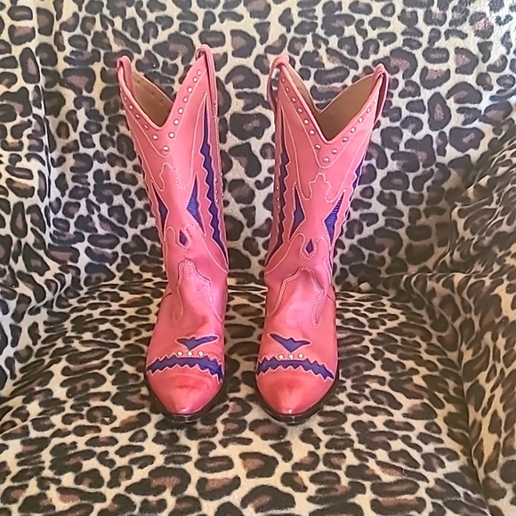 Pink Vintage Cowboy Boots - Picture 1 of 9